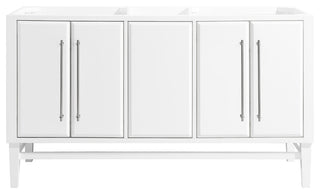 Mason 60" Vanity Only, White With Brushed Silver Hardware