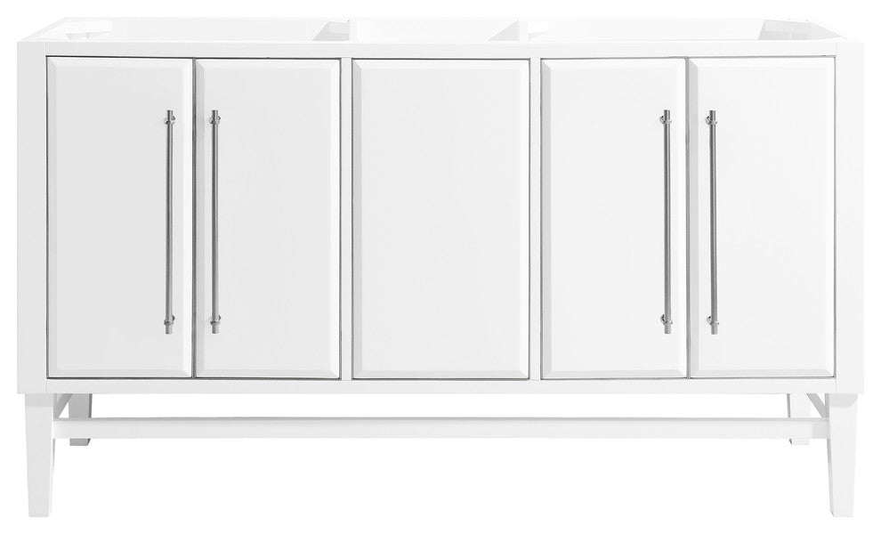 Mason 60" Vanity Only, White With Brushed Silver Hardware