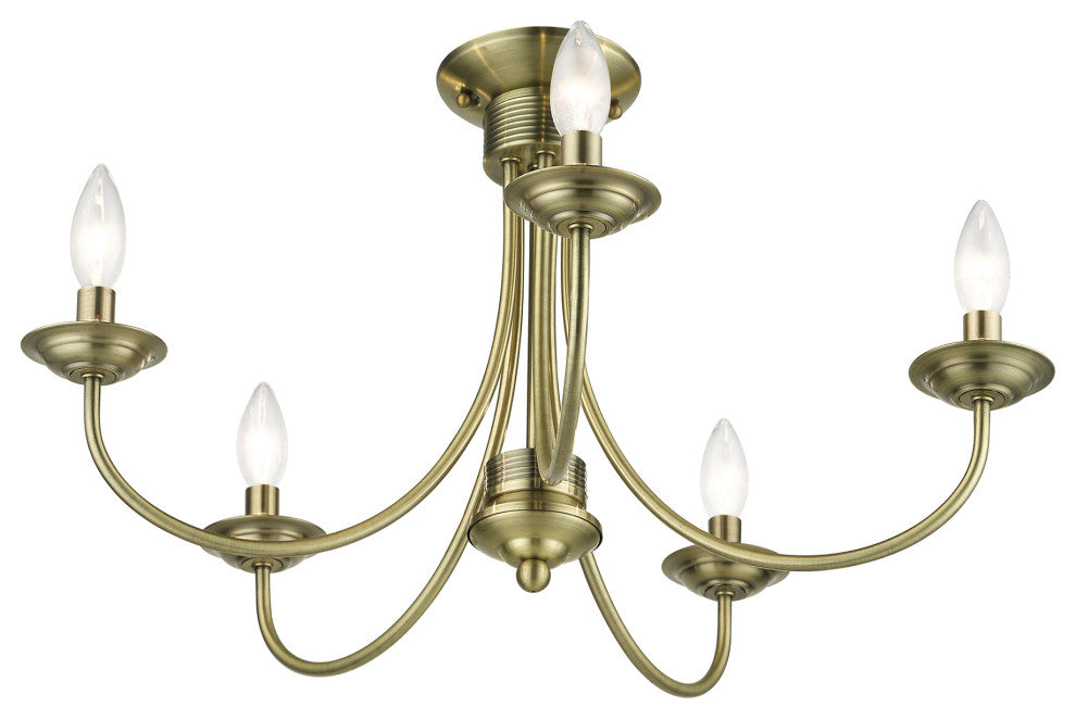 Livex Lighting Estate 5-Light Antique Brass Large Semi-Flush