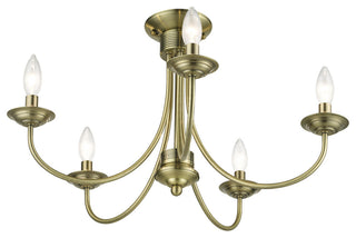 Livex Lighting Estate 5-Light Antique Brass Large Semi-Flush