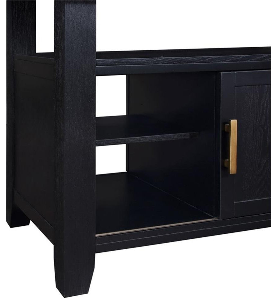 Yves Rubbed Charcoal Wood Counter Height Dining Table with Storage