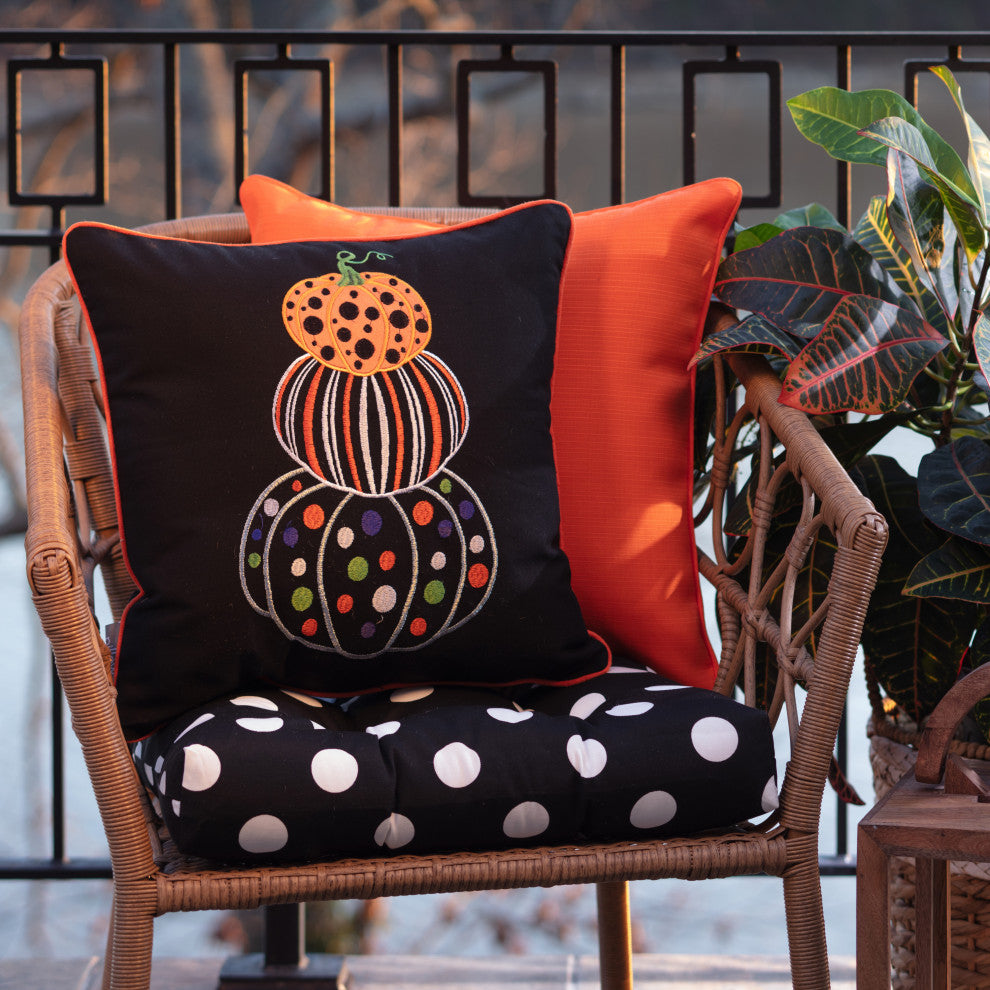 Indoor Pumpkin Stack Black 18" Throw Pillow