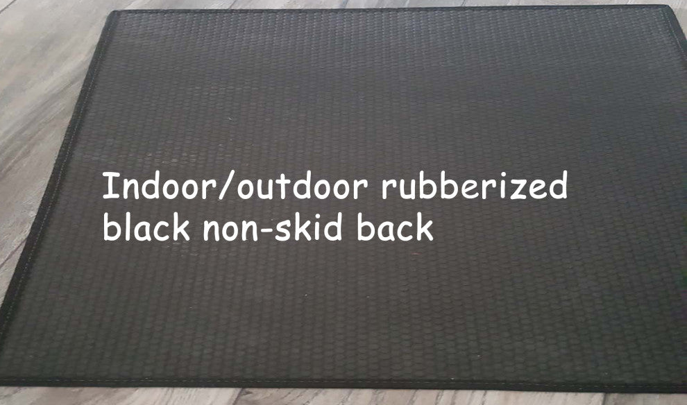 Blue Crab coastal door floor mat for indoor outdoor, 36"x60"