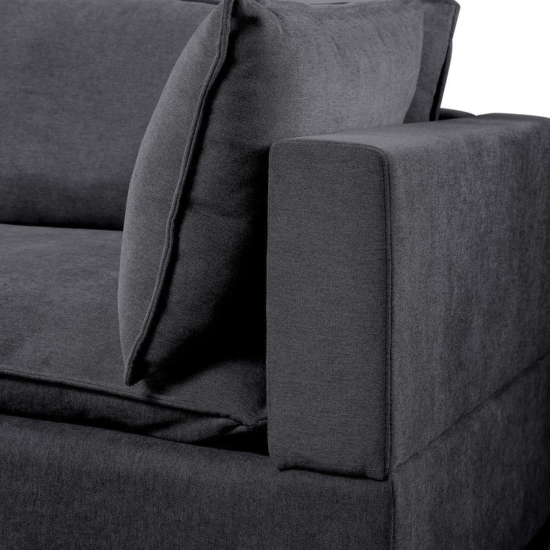 Madison Down Feather Sectional Sofa, Ottoman and USB Storage Console Table, Dark