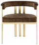 Marcello Upholstered Dining Chair, Brown, Velvet, Brushed Brass Finish