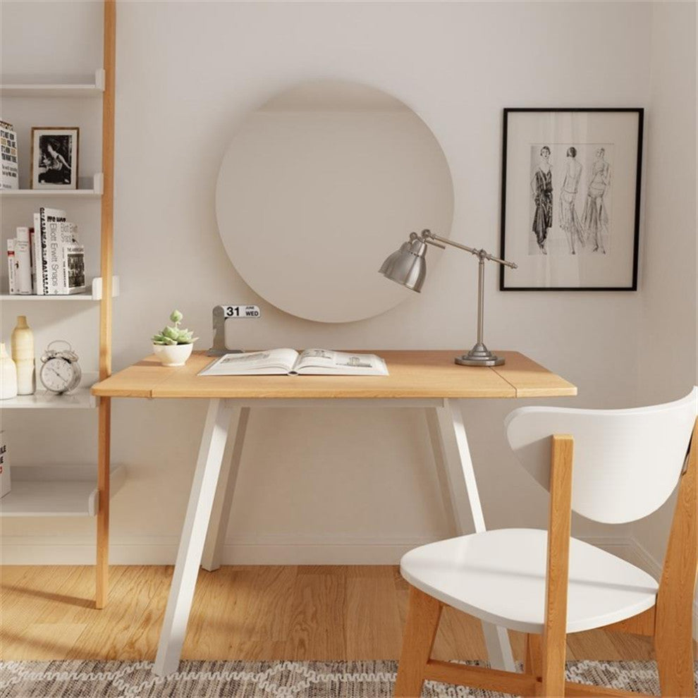 Universal Expert Abacus Extendable Dining Table Modern Oak and White