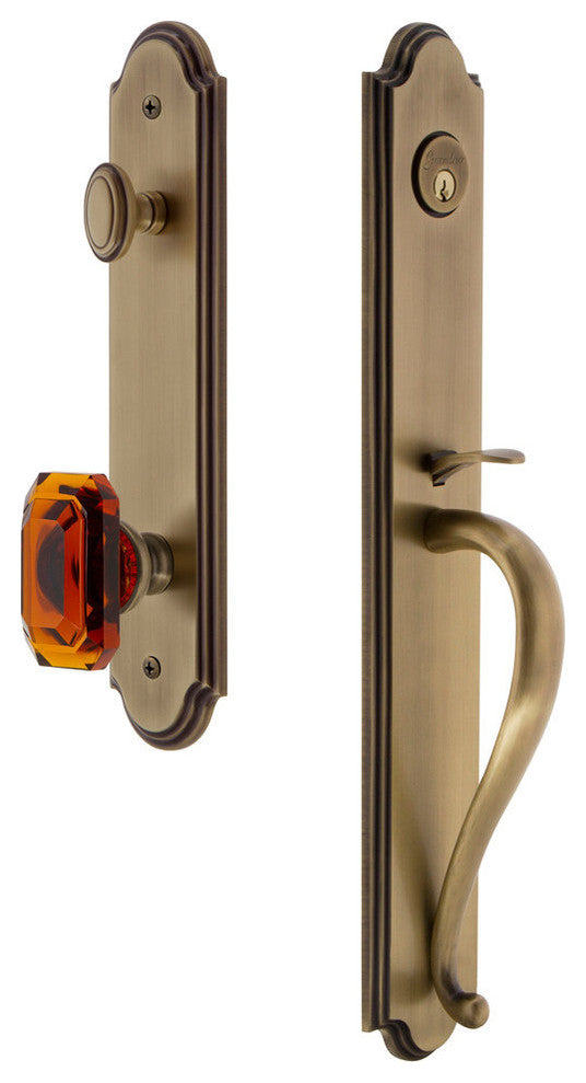 Arc 1-Piece Dummy Handleset, S Grip and Amber Baguette, Vintage Brass, 848363