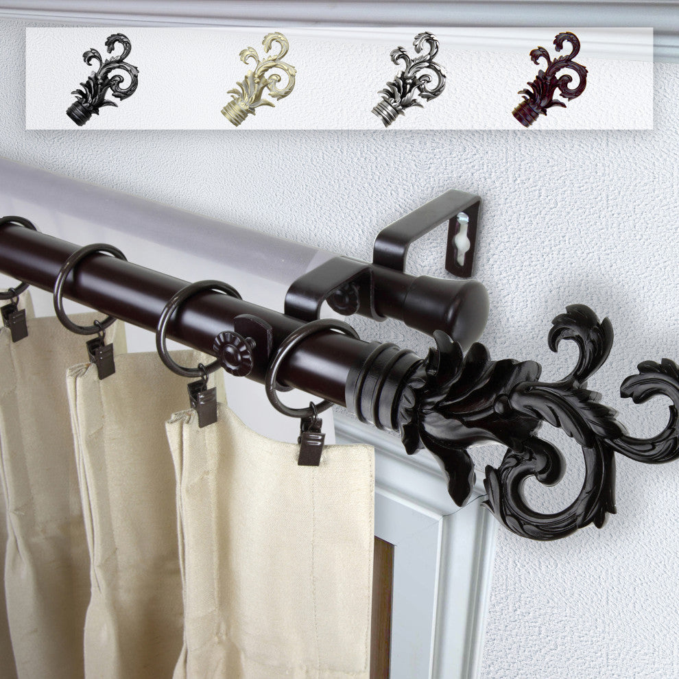 Malina 1" Double Curtain Rod, Mahogany, 48-84"