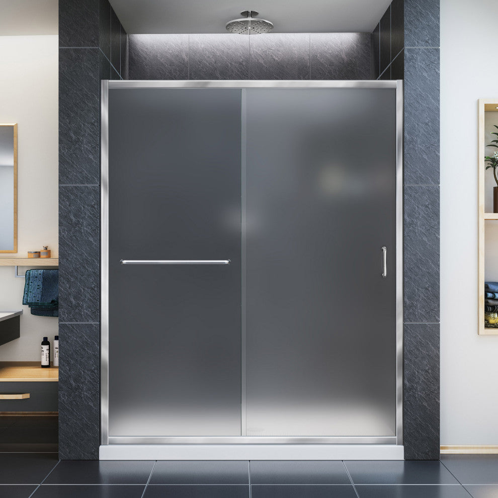 DreamLine Infinity-Z Frameless Sliding Shower Door, Frosted Glass, 56"-60"