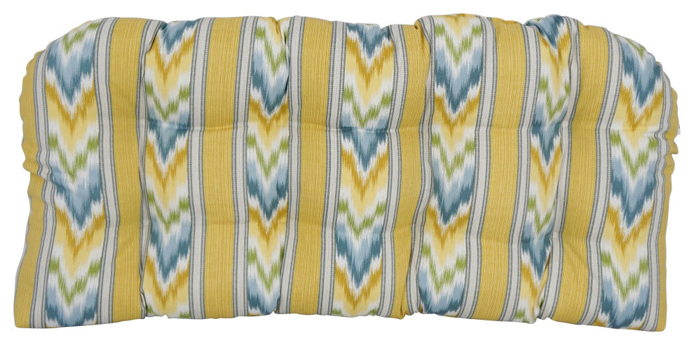42"X19" U-Shaped Patterned Tufted Settee/Bench Cushion, Libella Cornsilk