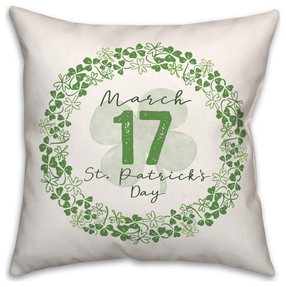 March 17 St. Patrick's Day 18x18 Spun Poly Pillow