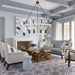 Vanity Art 20-Light Wagon Wheel Chandelier, Crackle White+classic Black