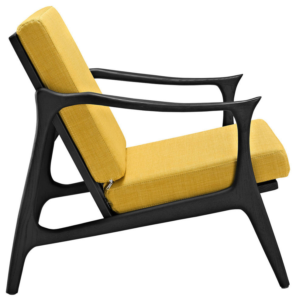Modern Contemporary Armchair, Yellow Fabric