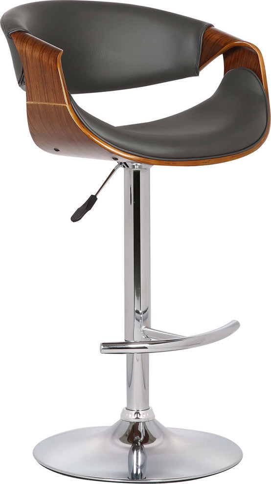 Butterfly Swivel Bar Stool, Walnut and Gray