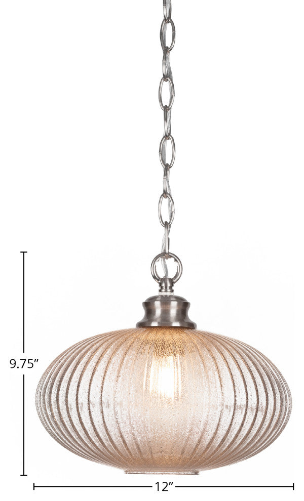 Carina 1-Light Chain Hung Pendant, Brushed Nickel