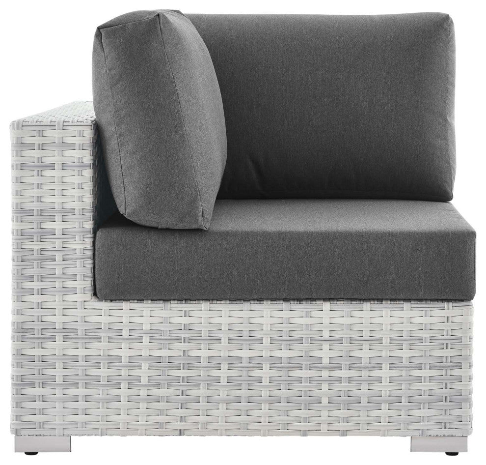 Convene Outdoor Patio Corner Chair Light Gray Charcoal