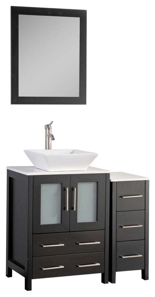 Vanity Art Bathroom Vanity Set With Sink, Espresso, 36", Standard Mirror