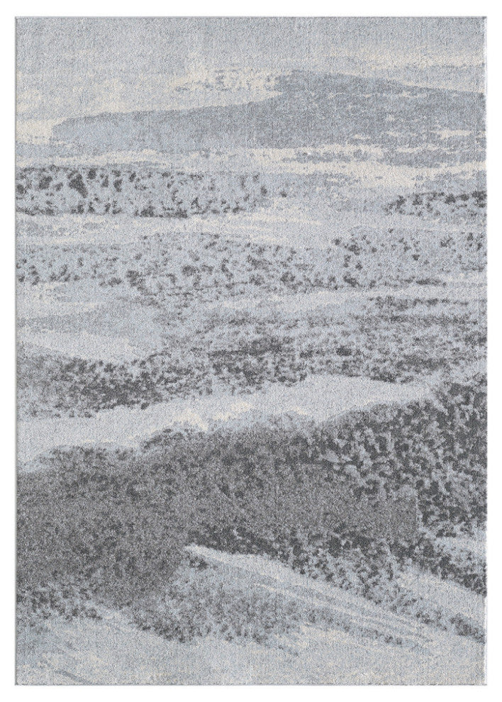 3"x5" Blue Gray Abstract Mist Modern Area Rug