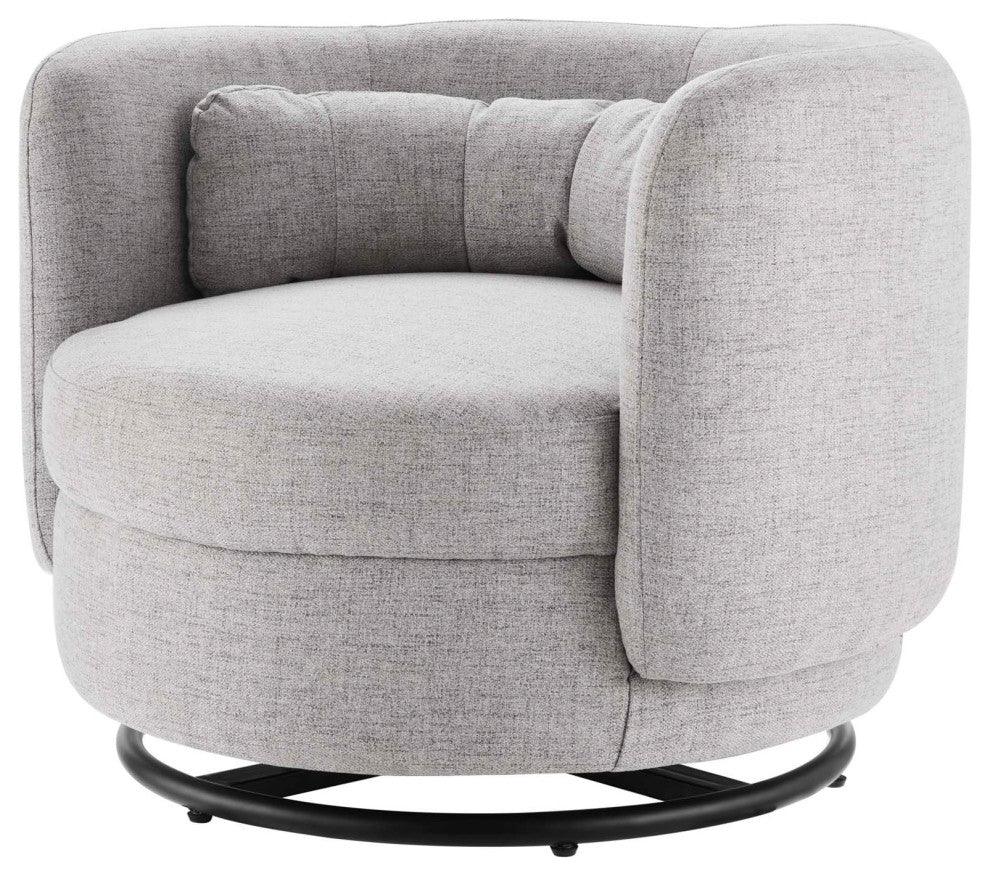 Armchair Swivel Accent Chair, Black Gray, Fabric, Modern, Cafe Hospitality