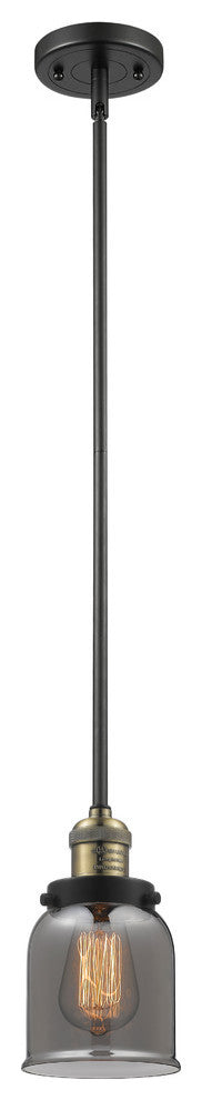 Small Bell 1-Light LED Pendant, Black Antique Brass, Glass: Plated Smoked