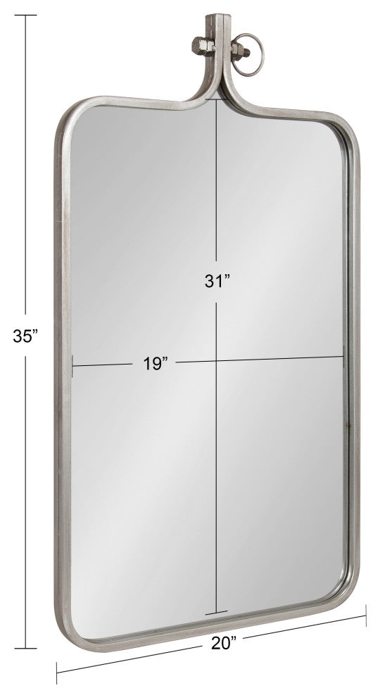 Yitro Framed Wall Mirror, Silver, 20"x35"