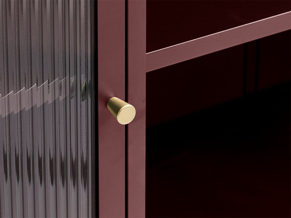 Metal & Glass 3-door Sideboard, Red