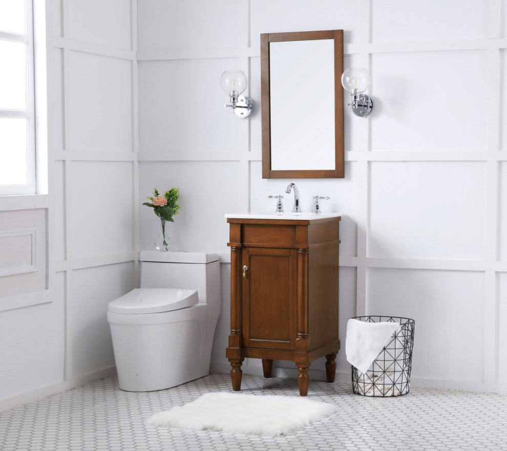 Lewis 18" Single Bathroom Vanity Set, Walnut