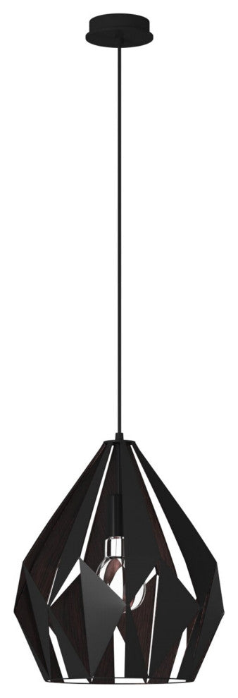 1x60W Pendant With A Black Outer Finish and Copper Interior Finish, Copper