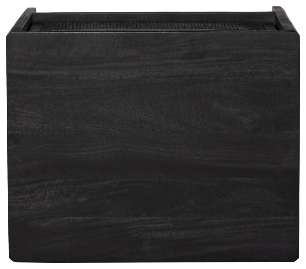 Sydney Left Nightstand Black Wash, Black Cane