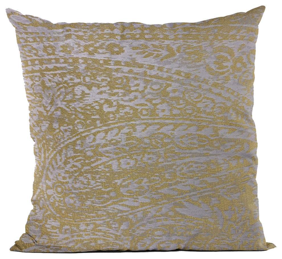 Plutus Yellow Golden Leaf Jacquard Luxury Throw Pillow, 12"x20"