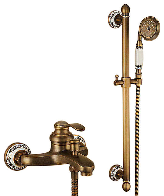 Leon Luxury Brass Antique Mixer Tap Single Handle Shower Faucet