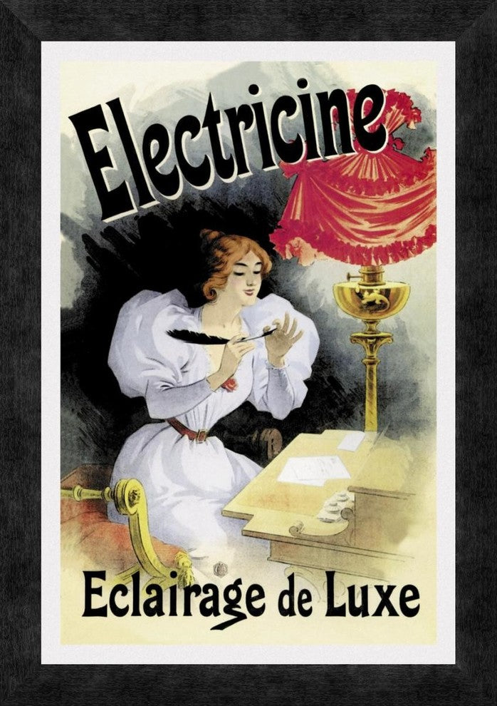 "Electricine - Eclairage de Luxe" Framed Canvas Giclee by Jules Cheret, 14"x20"