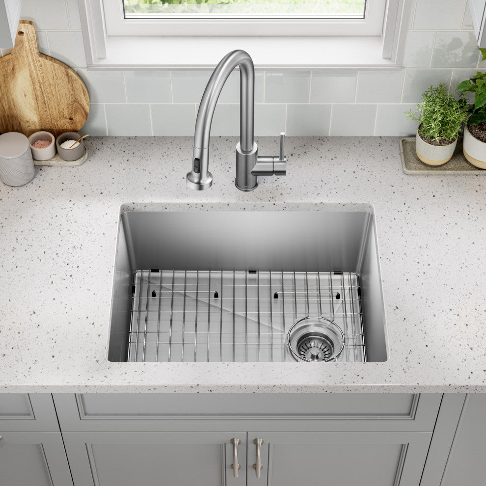 KRAUS Fairlane 25" Undermount 1-Bowl 18 Gauge Stainless Steel Kitchen Sink