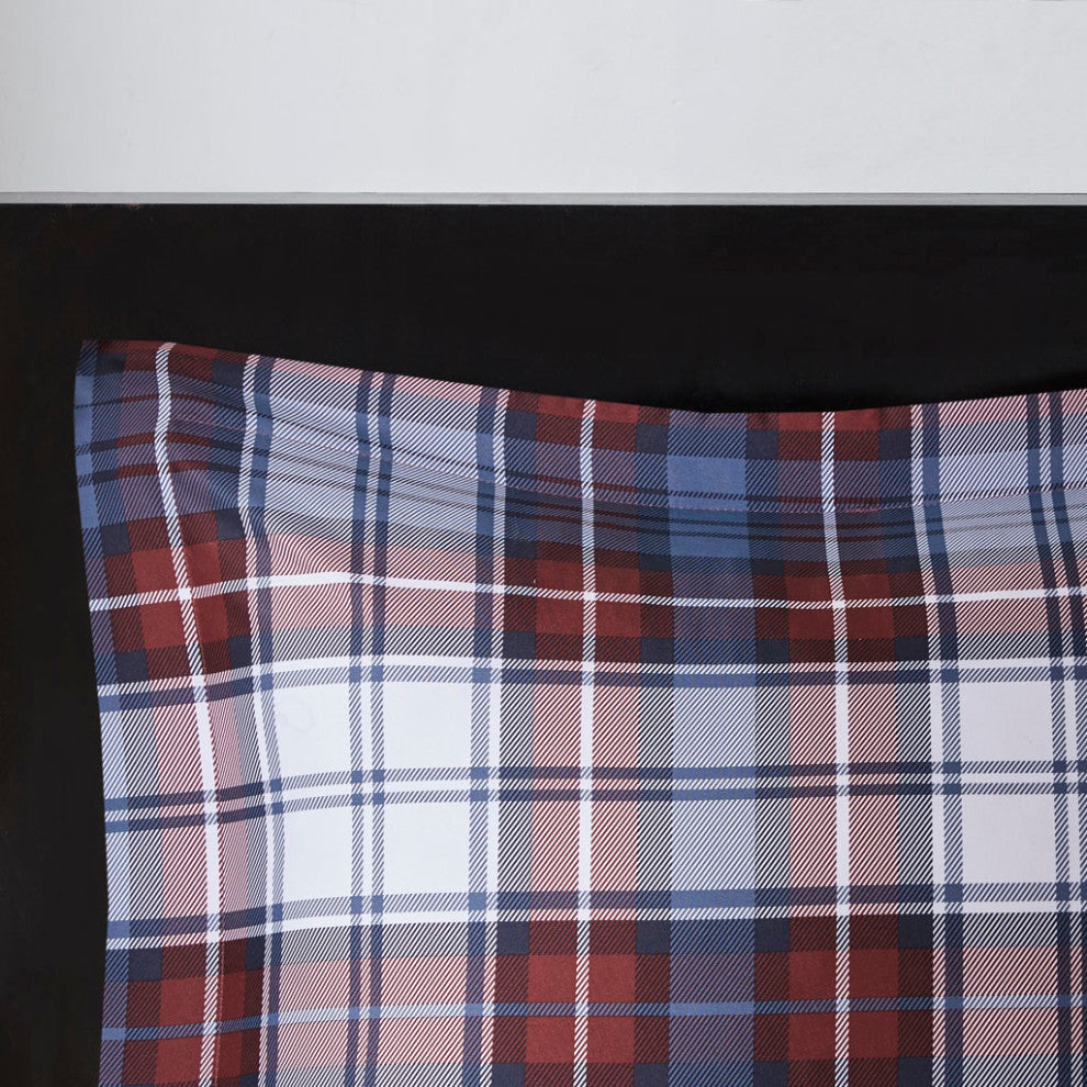Madison Park Essentials Parkston Moisture Management Plaid Comforter Set, Red, K