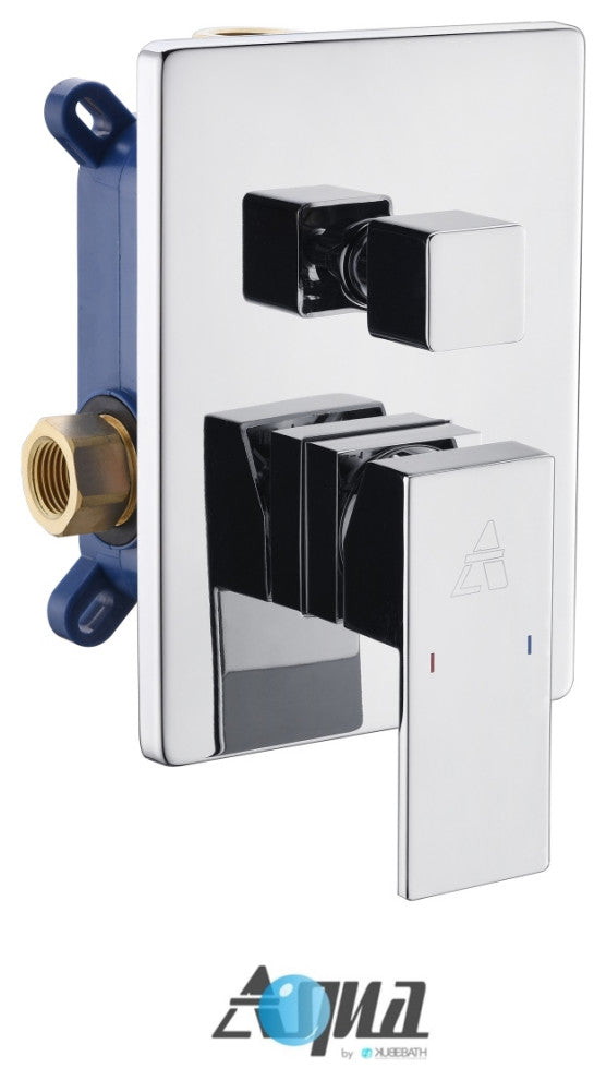Aqua Piazza Brass Shower Set, 8" Ceiling Mount Square Rain Shower, 4 Body Jets