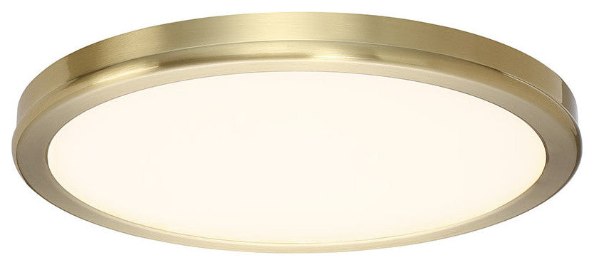 Geos 10" LED Round Low-Profile Flush Mount 2700K, Brass