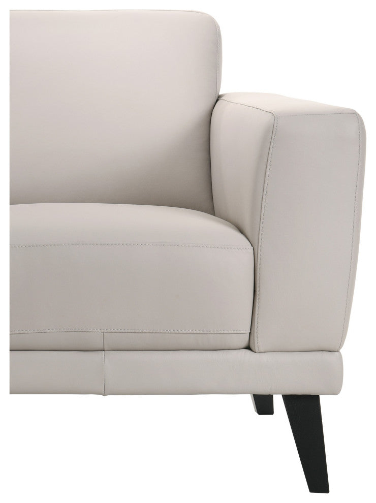 Benzara BM293331 Right Arm Facing Sofa, Mist Gray, Genuine Italian Leather
