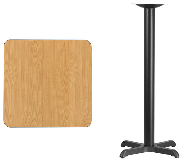 24'' Square Natural Laminate Table Top with 22'' x 22'' Bar Height Table Base
