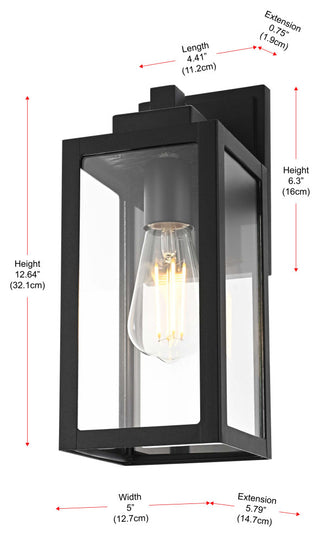 Home Living 13" Outdoor Wall sconce, Black
