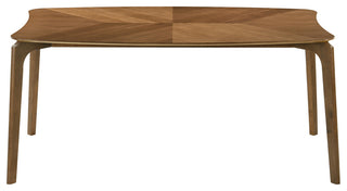 Kalia 7-Piece Wood Dining Set, Walnut Finish With Blue Fabric