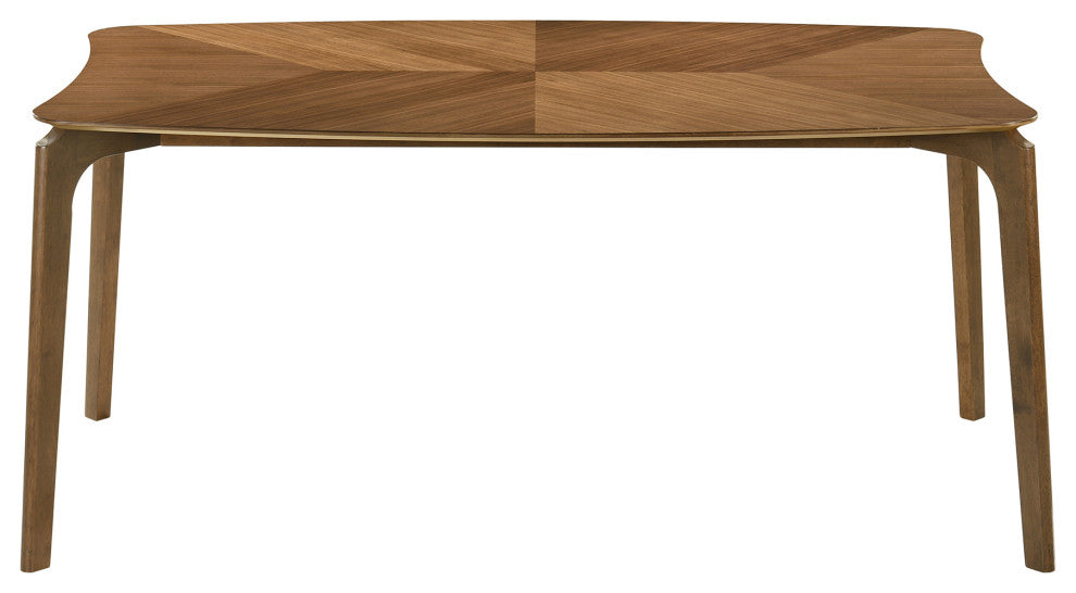 Kalia 7-Piece Wood Dining Set, Walnut Finish With Blue Fabric