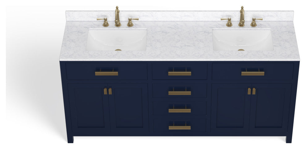 The Savoy Bathroom Vanity, Monarch Blue, 72", Double, Without Mirror, Freestanding