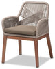 Mid-Century Transitional Gray Woven Rope Mahogany Dining Arm Chair