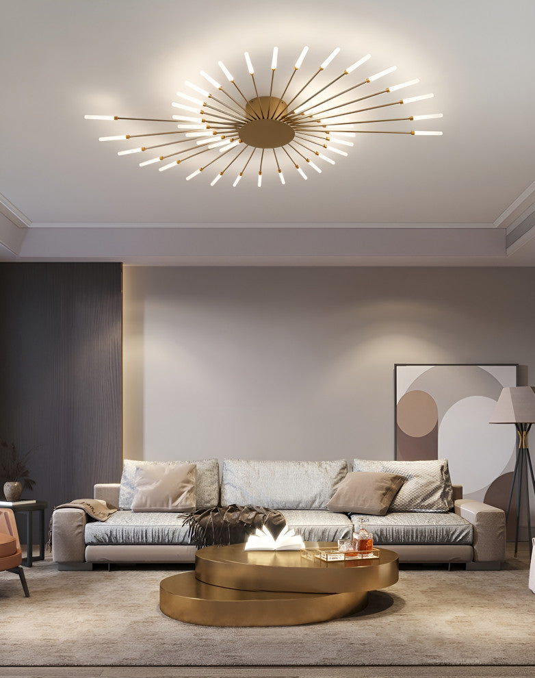 Yverdon-les-Bains | Creative Spiral LED Ceiling Light, Gold, 28 Heads
