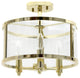 3-Light 13" Farmhouse Glass and Metallic Accented Semi-flushmount, Gold