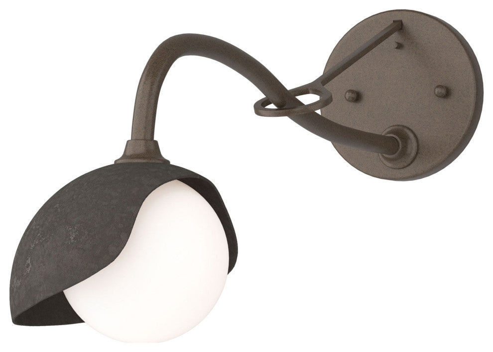 Brooklyn 1-Light Single Shade Sconce, Bronze, Dark Smoke, Opal Glass