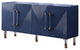 Elegant Sideboard, Geometric Doors & Acrylic Pulls With Golden Accents, Navy