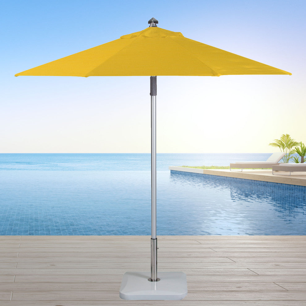 9' Round Double Pulley Commercial Contract Umbrella, Silver, Sunflower Yellow