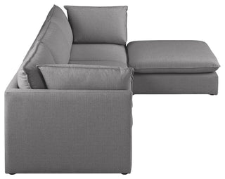 Mackenzie Linen Textured Fabric 4-Piece Modular L-Shaped Sectional, Grey