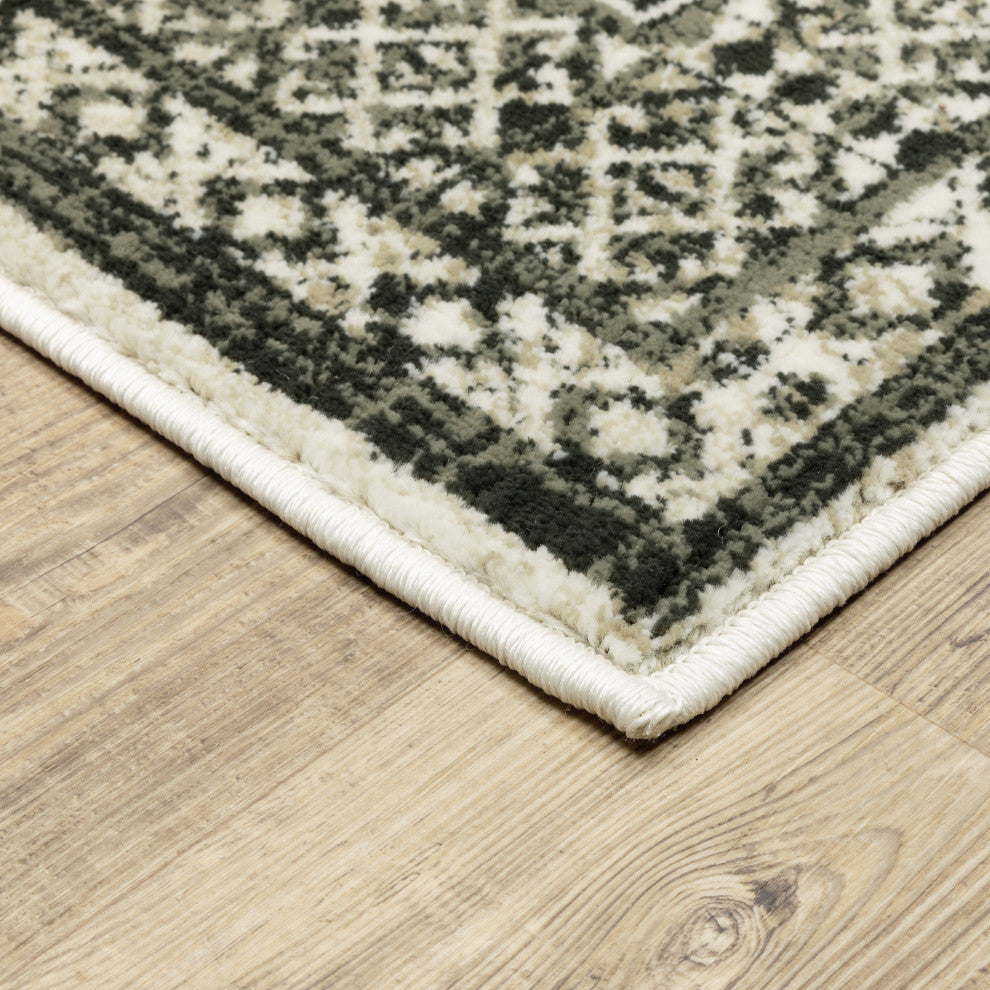 Garson Medallion Border Area Rug, Ivory, 3'10"x5'5"